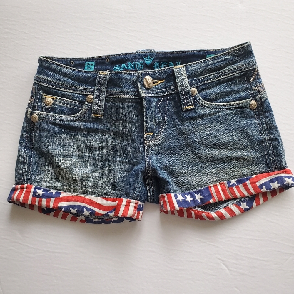 SANG  REAL | Jeans Shorts w/ US Flag Design